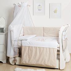 Постельный комплект 8 эл Twins Dolce Loving bear 4062-D-009, white / beige, 120 × 60 см, 100% хлопок